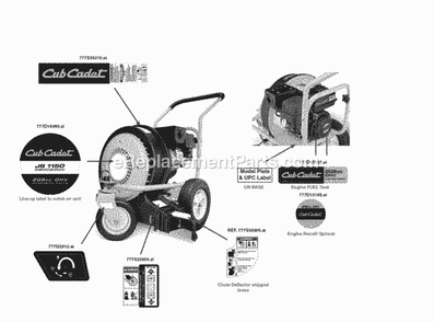 Wheels Diagram and Parts List for 24A-67M4756 2017 Cub Cadet Leaf Blower / Vacuum